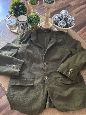 Men's Old Navy Large Olive Green Linen Blend Blazer Jacket